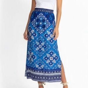 Johnny Was Blue Floral Maxi Skirt